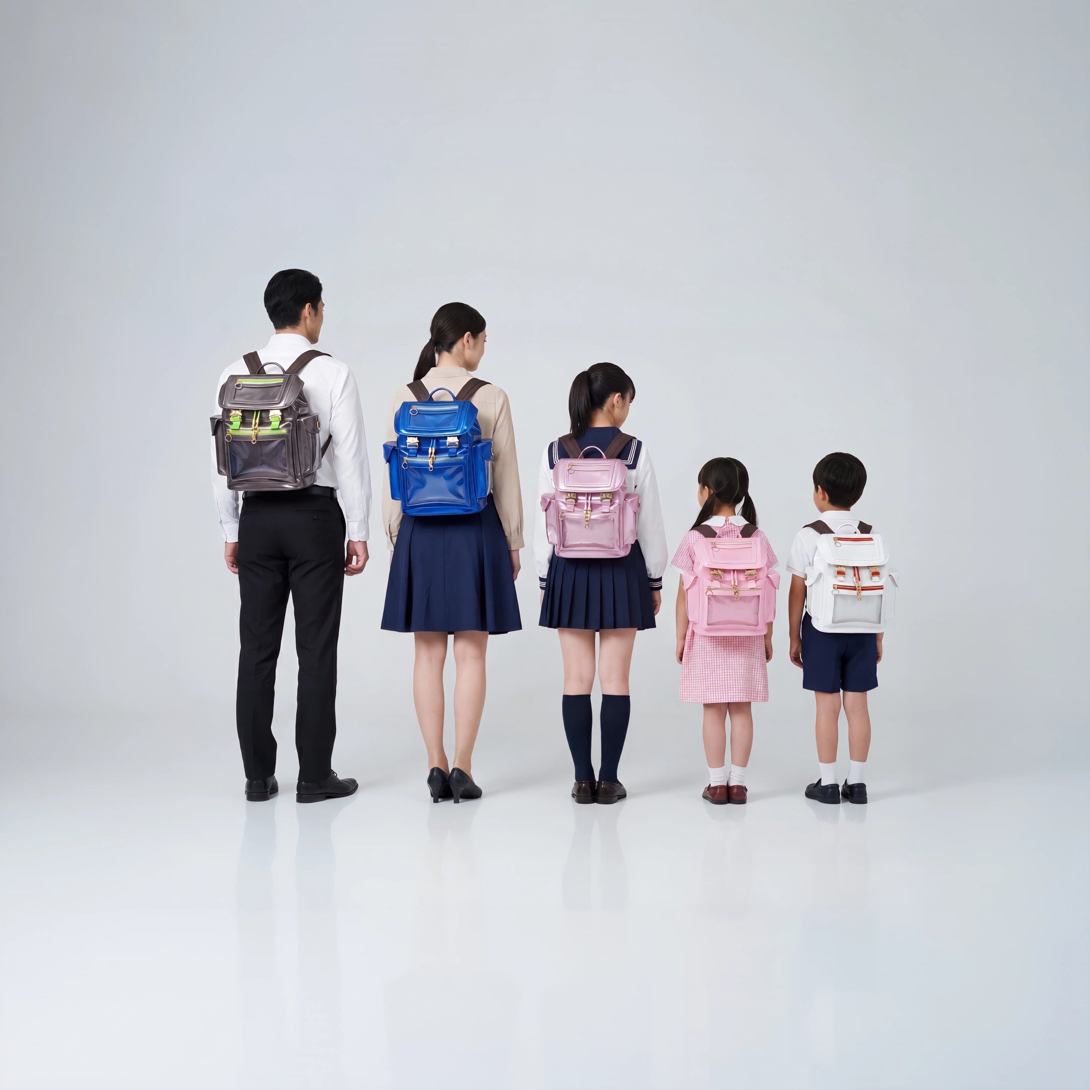 Ita Bag Co backpack size comparison showing standard and mini ita bag dimensions side by side