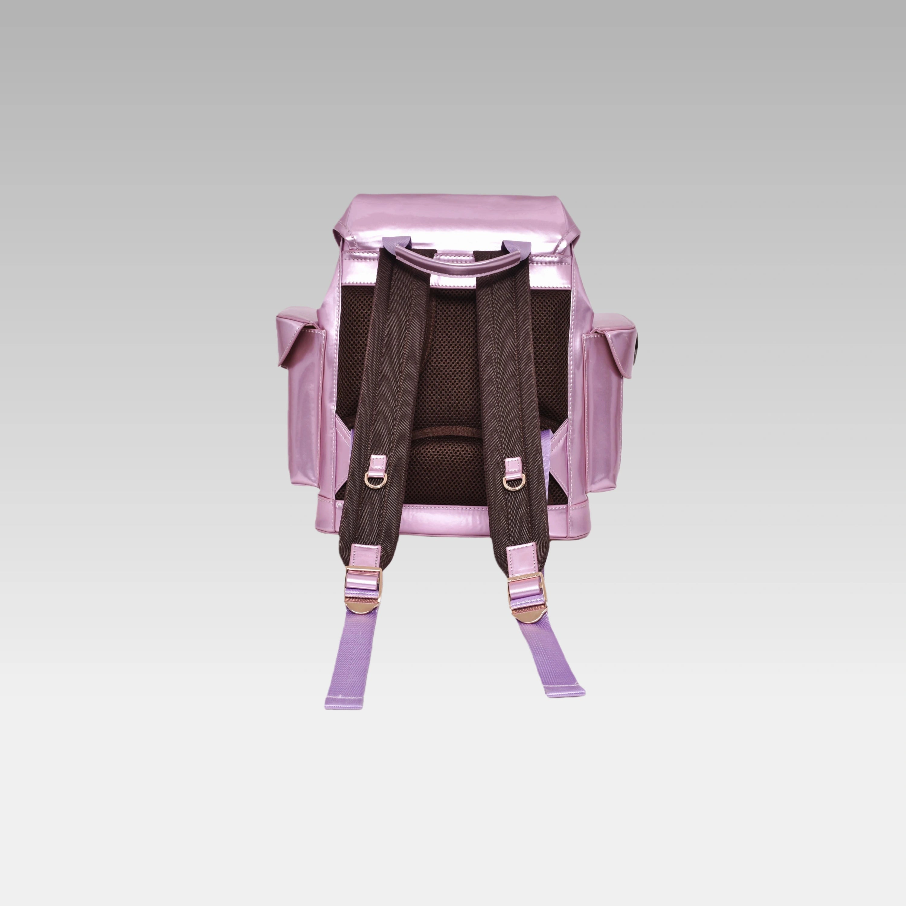 Back view of the Frozen Berry Metallic Cyberpunk Ita Backpack Mini displaying the padded shoulder straps and back panel.