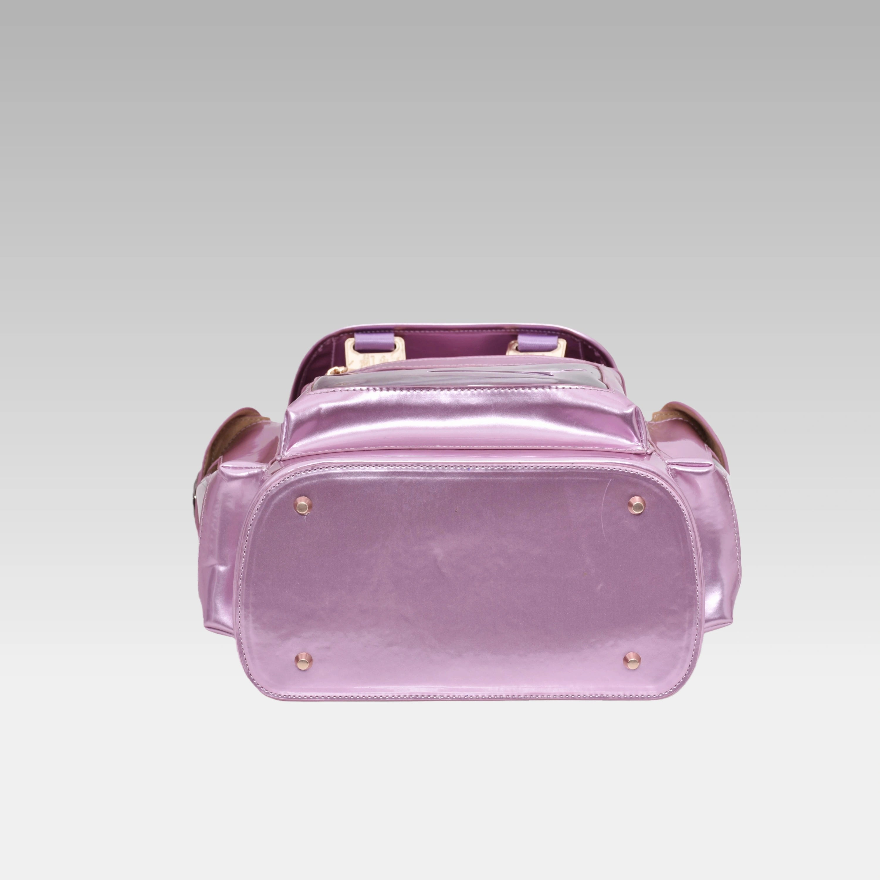 Bottom view of the Frozen Berry Metallic Cyberpunk Ita Backpack Mini showing the durable base and construction.