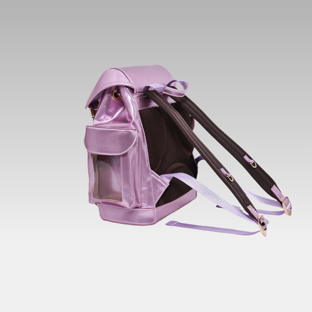 Clean side profile of the Frozen Berry Metallic Cyberpunk Ita Backpack Mini showing its structured depth, without the custom emblem.